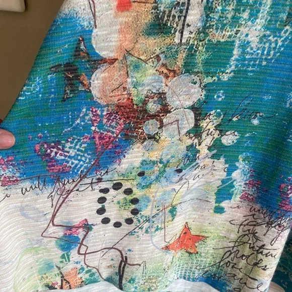 Inoah Women’s Top S Art To Wear Tunic Nautical Multicolored 3/4 Sleeve Lagenlook - Picture 7 of 11